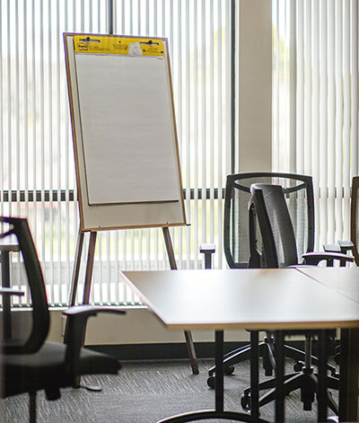 office meeting room with flip chart
