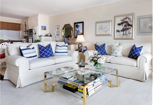 white furniture in contemporary living room